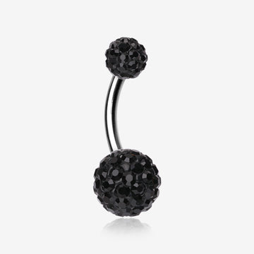 Classic Multi-Gem Sparkle Belly Ring-Black